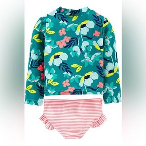 NWT Simple Joys by Carter's Girls 2 Piece 24 month rashguard swim set